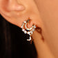 18K Real Gold Plated Diamonds Moon Star Earrings