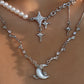 Platinum Plated Diamonds Natural Shell Moon Necklace