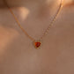18K Real Gold Plated Natural Red Carnelian Heart Necklace