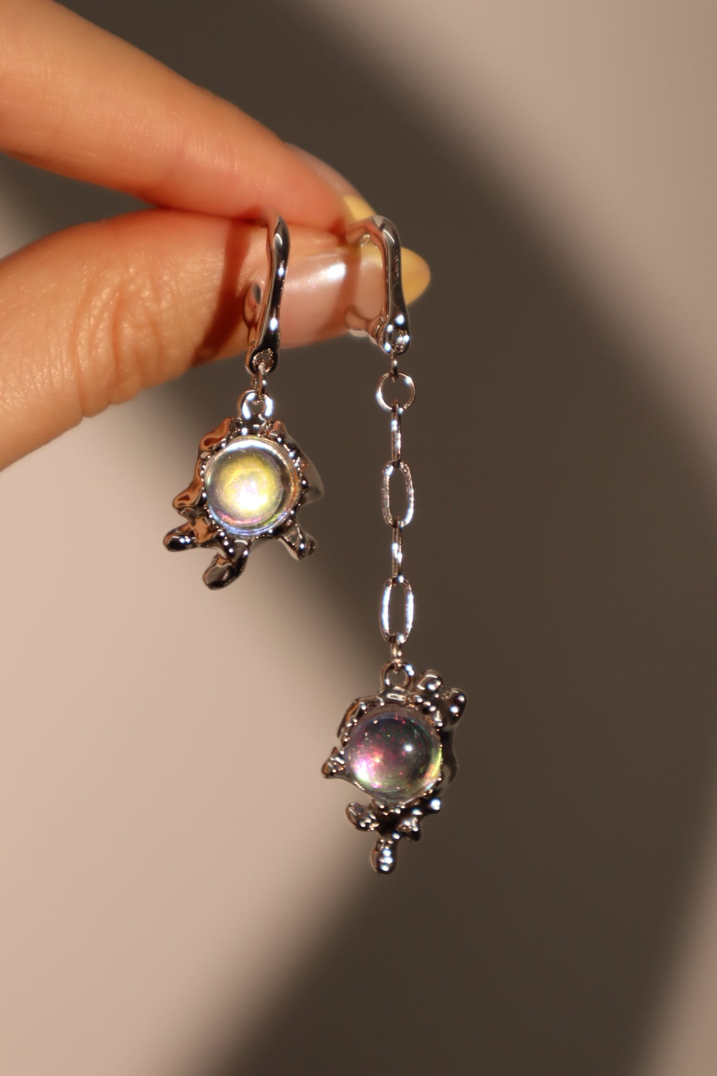 Platinum Plated Opal Dangle Earrings