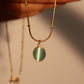 18K Gold Stainless Steel Green Opal Pendant Necklace