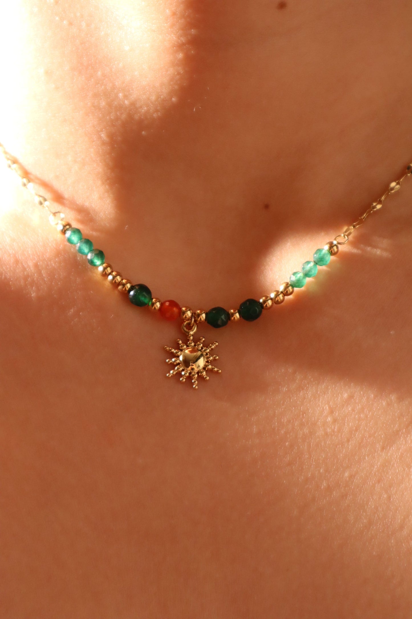 18K Gold Stainless Steel Sun Necklace