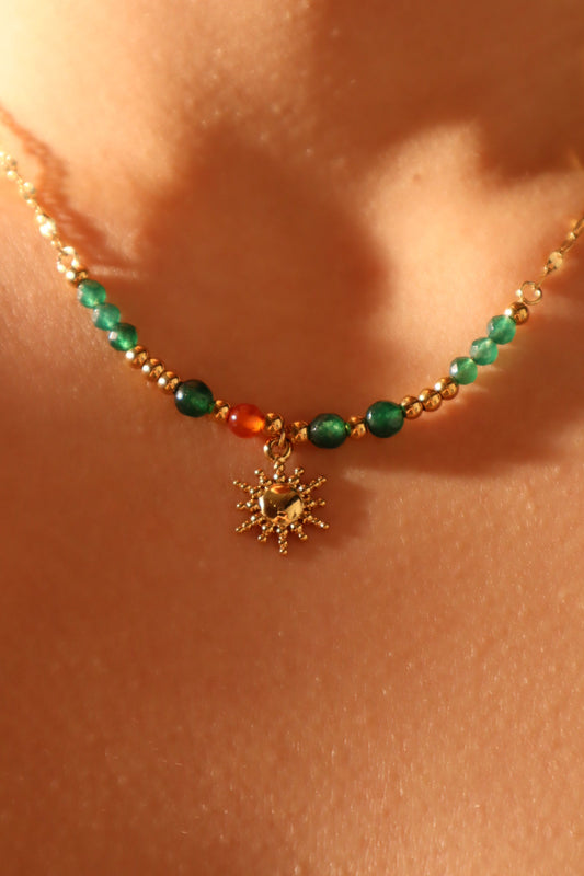 18K Gold Stainless Steel Sun Necklace