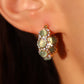 18K Real Gold Plated Green Opal Hoop Earrings