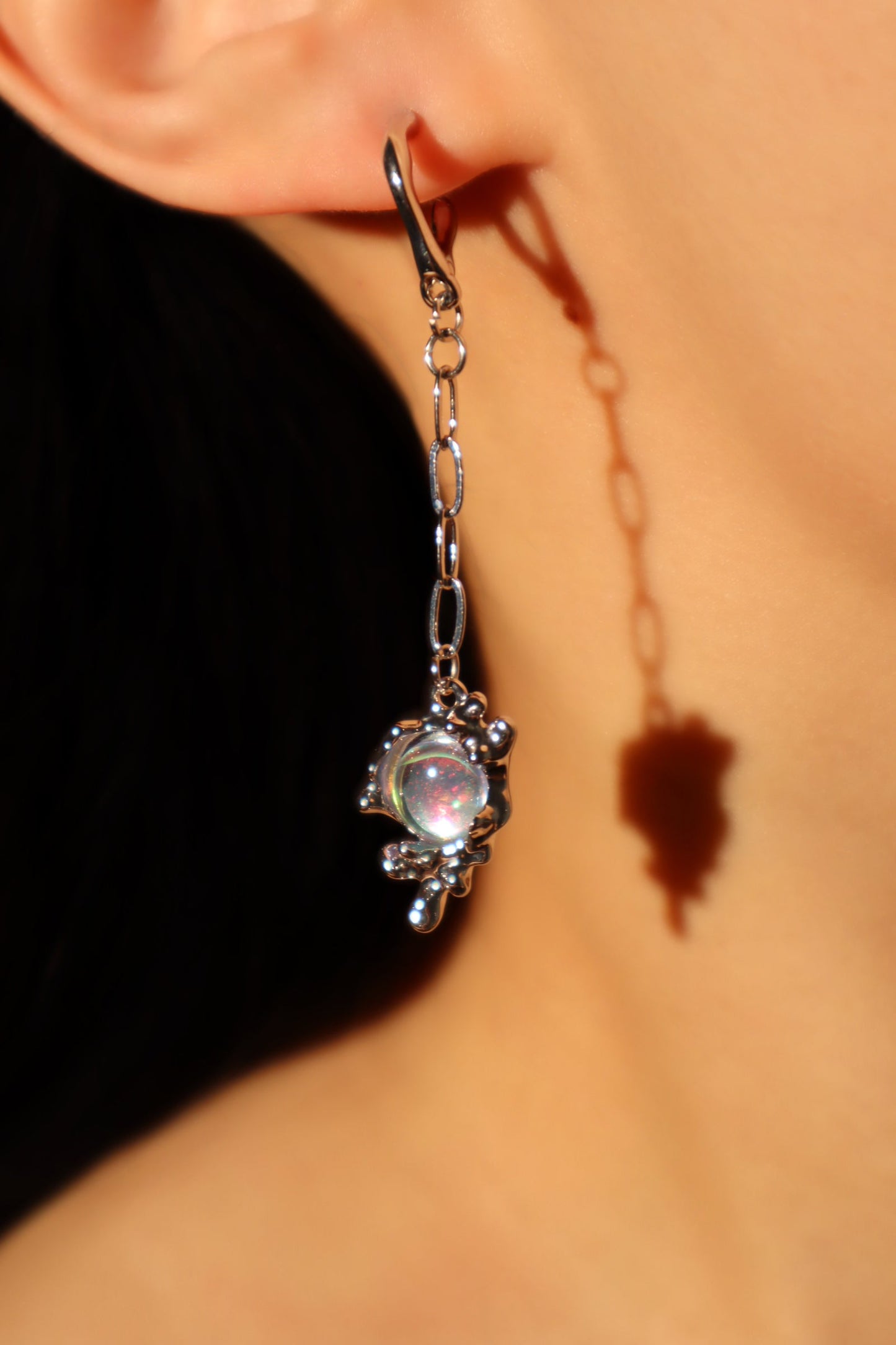 Platinum Plated Opal Dangle Earrings