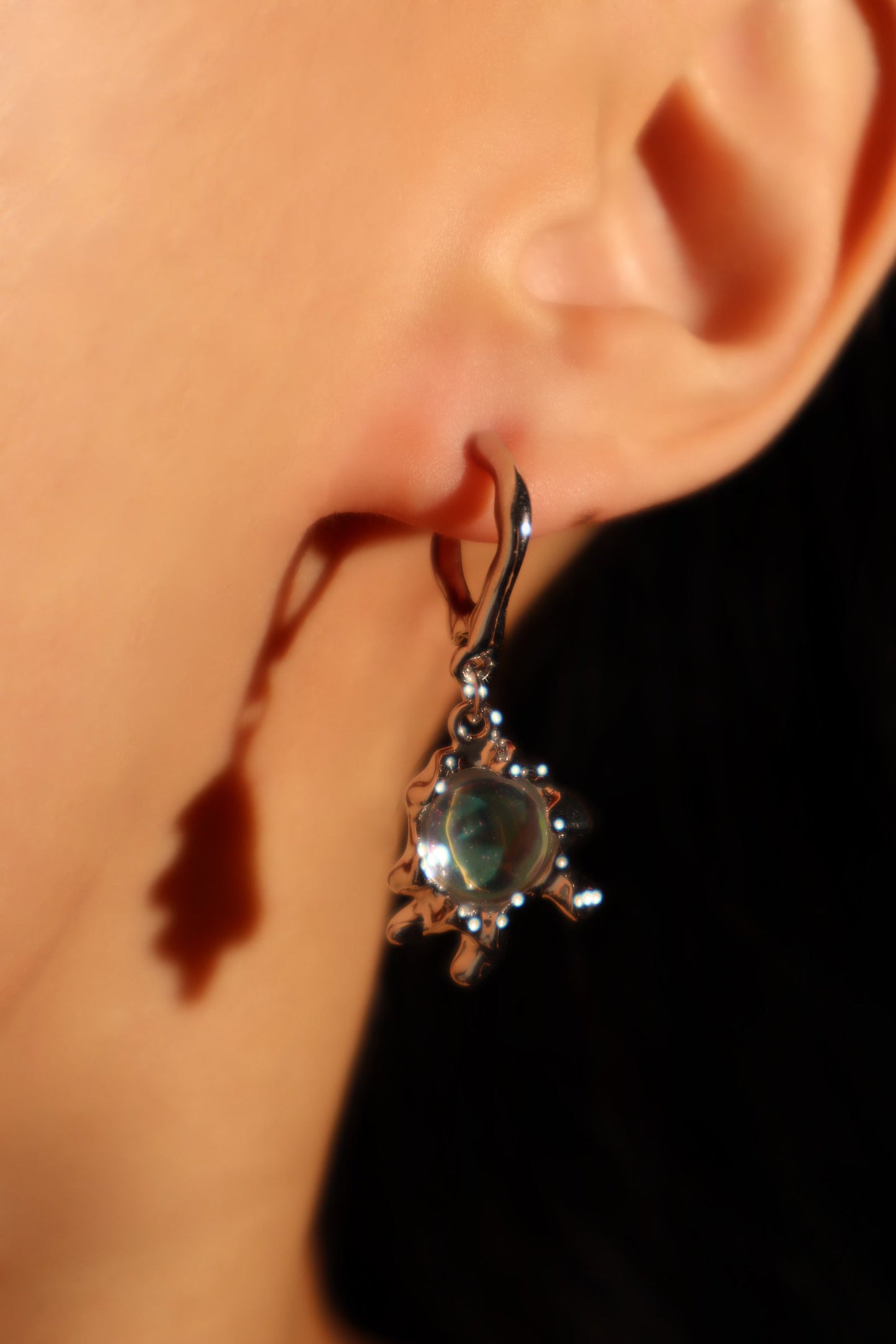 Platinum Plated Opal Dangle Earrings