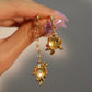 18K Real Gold Plated Opal Dangle Earrings