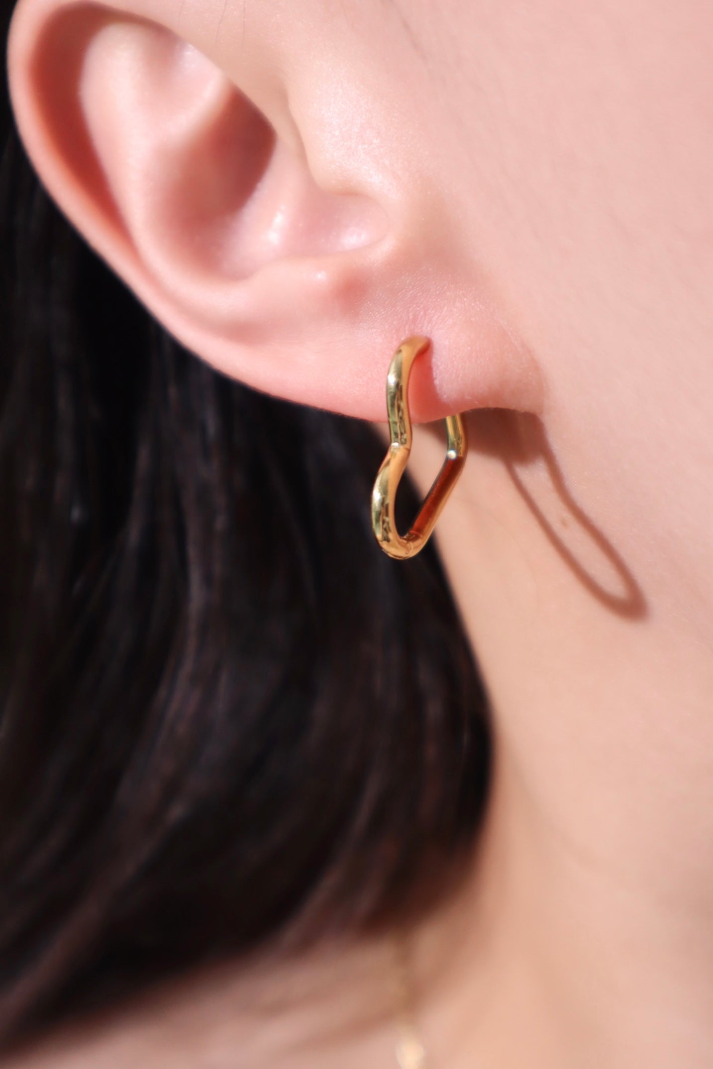 18K Gold Stainless Steel Heart Hoops Earrings