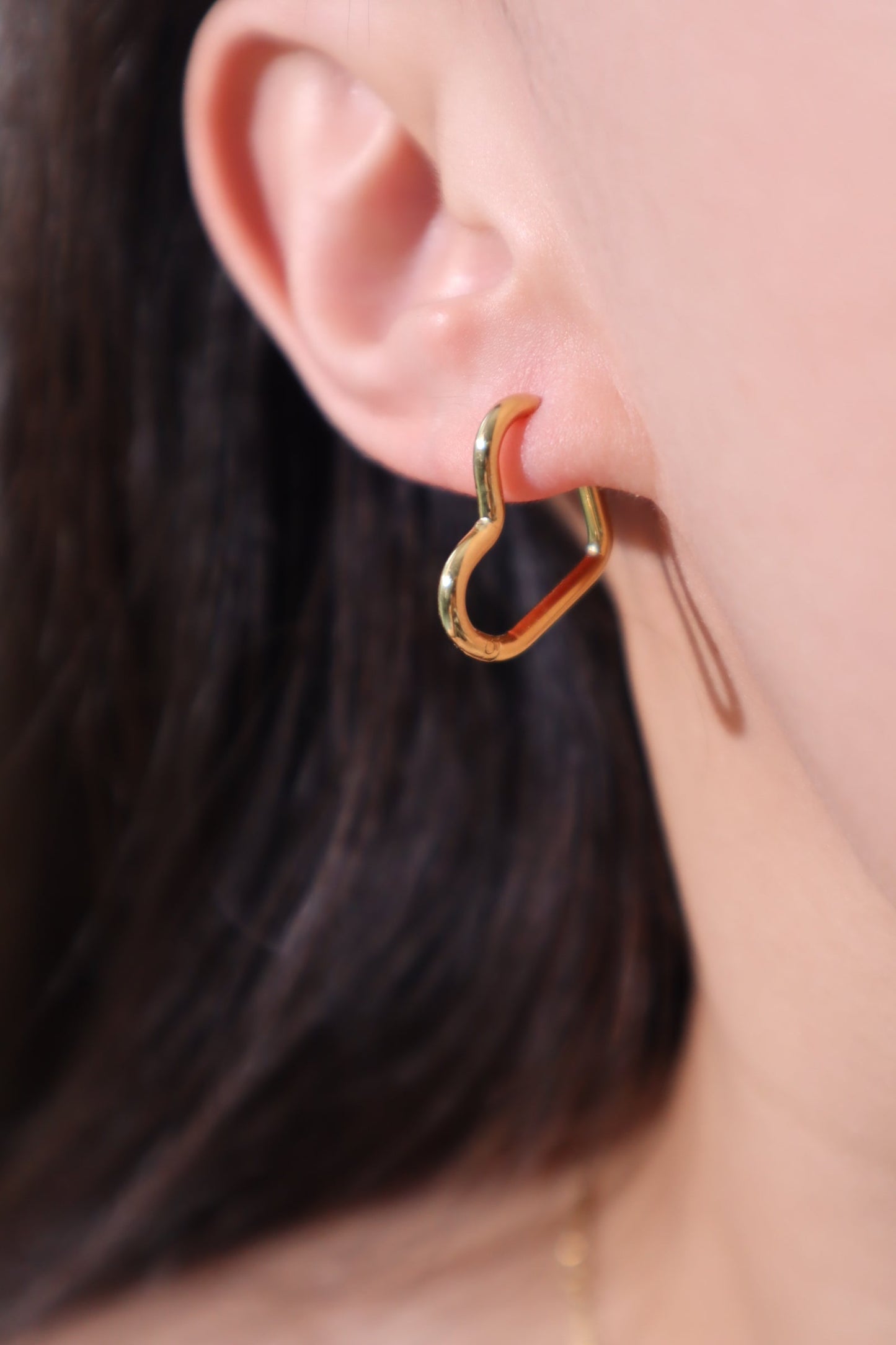 18K Gold Stainless Steel Heart Hoops Earrings