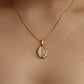 18K Real Gold Stainless Steel Natural White Opal Pendant Necklace