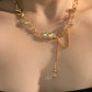 18K Real Gold Plated Opal Twist Necklace