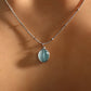 Stainless Steel Blue Opal Pendant Necklace