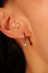 925 Sterling Silver Diamond Hoop Earrings