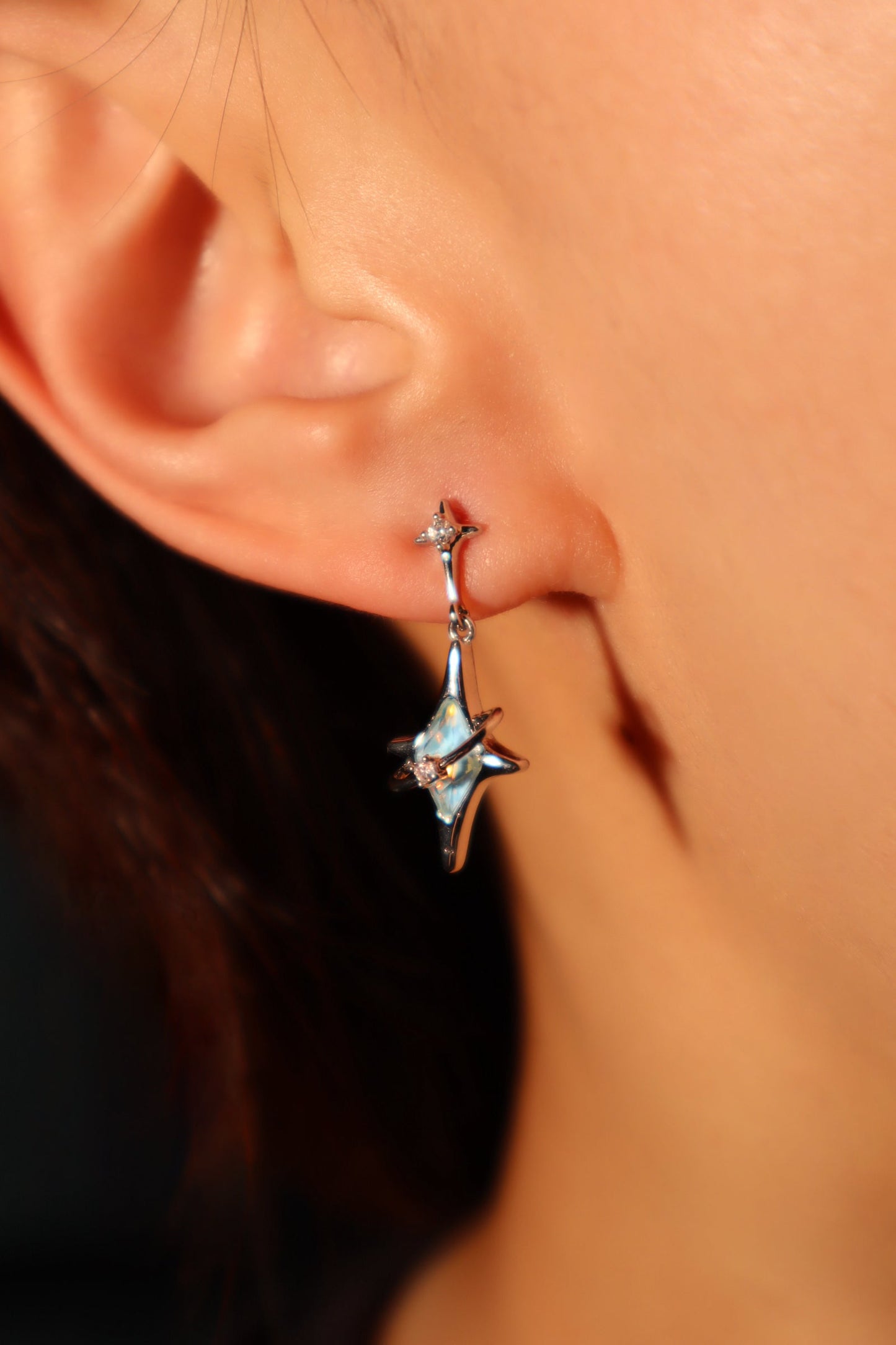 Blue Saturn Star Earrings