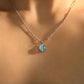 Stainless Steel Blue Opal Pendant Necklace