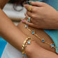 18K Real Gold Plated Multi Deep Blue Moonstones Bracelet