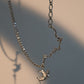 Platinum Plated Moon Star Necklace