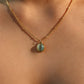 18K Gold Stainless Steel Green Opal Pendant Necklace