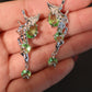 Platinum Plated Green Gem Fairy Earrings