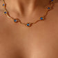 18K Real Gold Plated Multi Deep Blue Moonstones Necklace