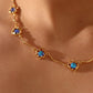 18K Real Gold Plated Multi Deep Blue Moonstones Necklace