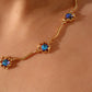 18K Real Gold Plated Multi Deep Blue Moonstones Necklace
