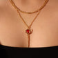18K Real Gold Plated Red Rose Layer Necklace
