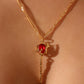 18K Real Gold Plated Red Rose Layer Necklace