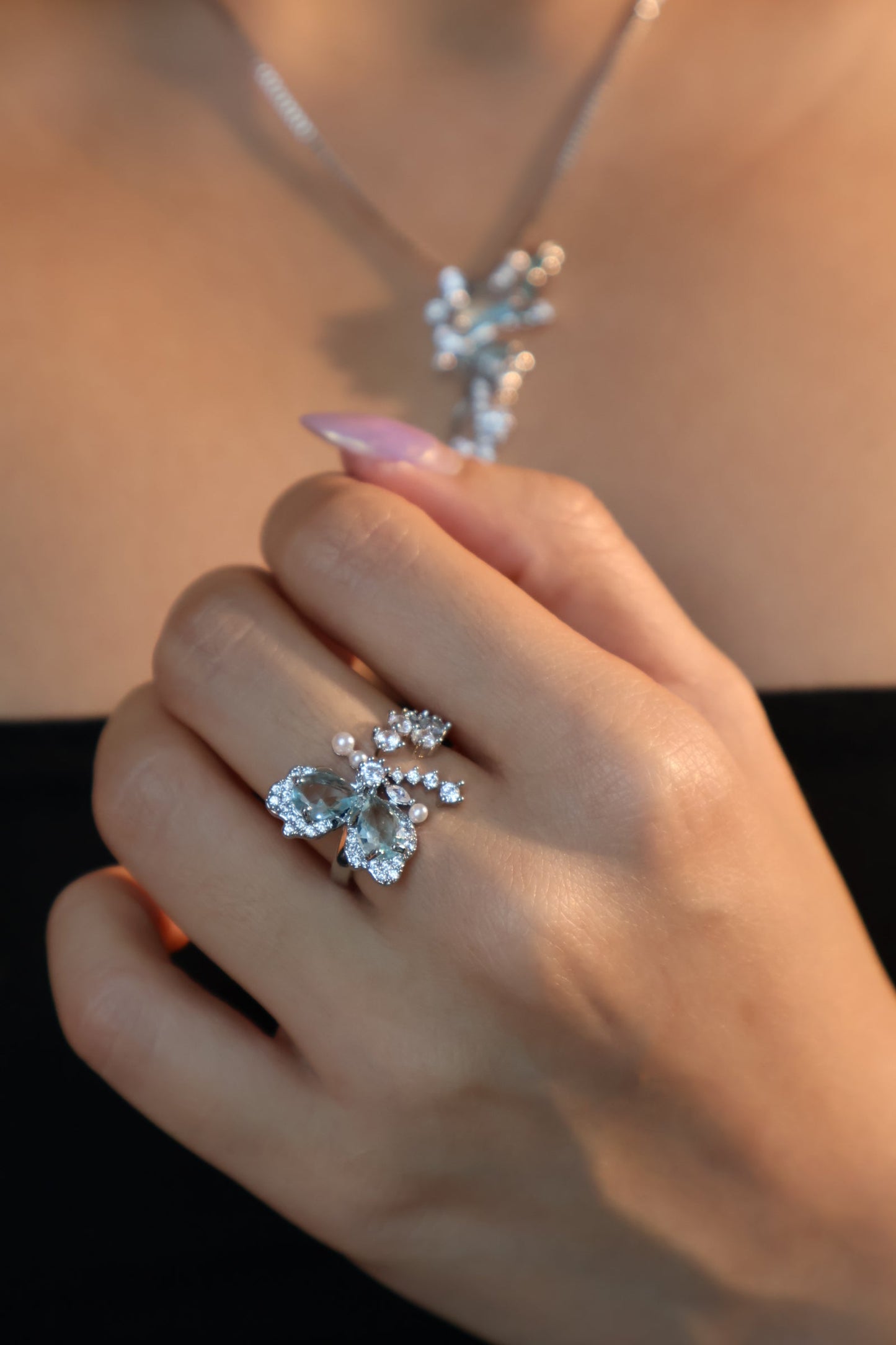 Blue Gem Butterfly Ring