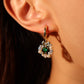 14K Real Gold Plated Green Gem Wreath Earrings