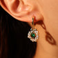 14K Real Gold Plated Green Gem Wreath Earrings