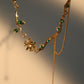 18K Real Gold Plated Green Gem Rose Necklace