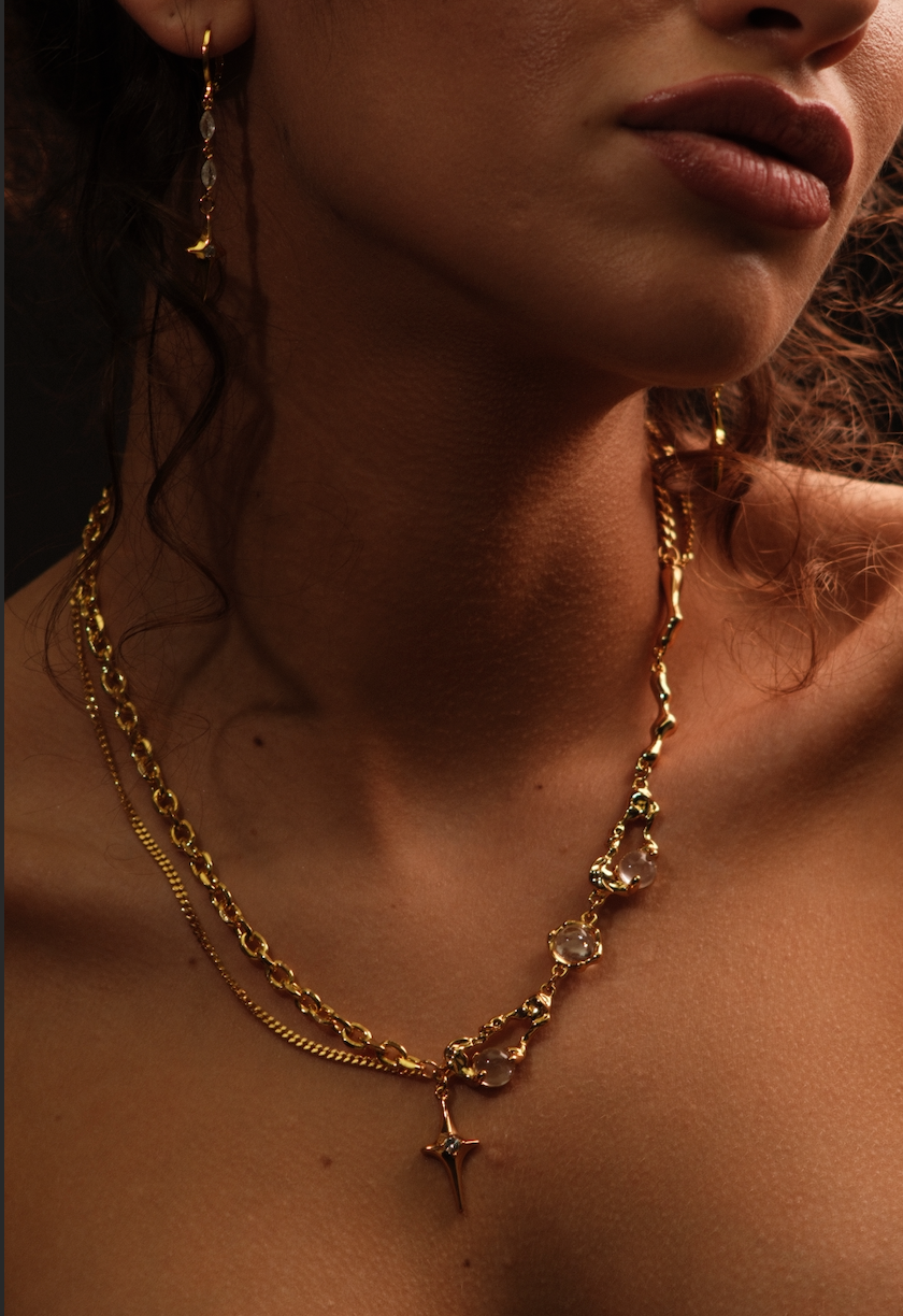 18K Real Gold Plated Moonlight Star Necklace