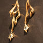 18K Real Gold Plated Blue Gem Flame Earrings