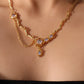 18K Real Gold Plated Moonstone Dangle Necklace