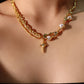18K Real Gold Plated Pearl Star Necklace