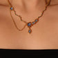 18K Real Gold Plated Deep Blue Moonstone Dangle Necklace