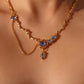 18K Real Gold Plated Deep Blue Moonstone Dangle Necklace