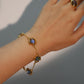 18K Real Gold Plated Multi Deep Blue Moonstones Bracelet