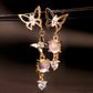 18K Real Gold Plated Butterfly Moonstone Dangle Earrings