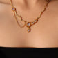 18K Real Gold Plated Moonstone Dangle Necklace