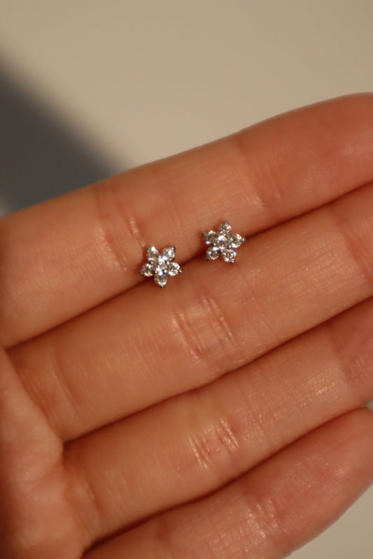 925 Sterling Silver Diamond Flake Stud Earrings