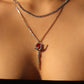 Platinum Plated Red Rose Layer Necklace