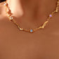 18K Real Gold Plated Multi Moonstones Wave Necklace