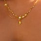 18K Real Gold Plated Opal Dangle Necklace