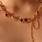 18K Real Gold Plated Red Gem Twist Necklace