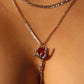Platinum Plated Red Rose Layer Necklace