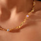 18K Real Gold Plated Multi Moonstones Wave Necklace