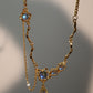 18K Real Gold Plated Deep Blue Moonstone Dangle Necklace