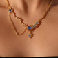 18K Real Gold Plated Deep Blue Moonstone Dangle Necklace